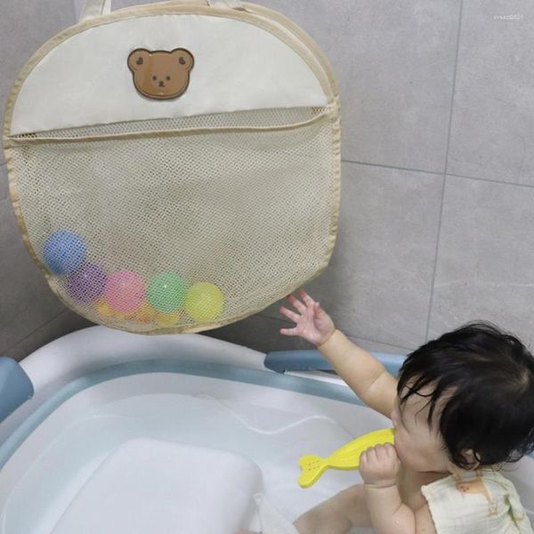 Boîtes de rangement pratique sac à jouets maille transparente lavable respirant bain suspendu fournitures ménagères visibles