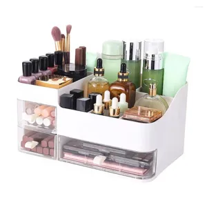 Boîtes de rangement Cosmetic Box Compartements Organisateur de maquillage de conception avec organisateur de tiroir transparent clair pour la salle de bain