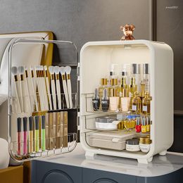 Boîtes De Rangement Cosmétique Organisateur Léger De Luxe Antipoussière Grande Capacité Avec Couvercle Et Compartiment Bureau Rouge À Lèvres Produits De Soins De La Peau