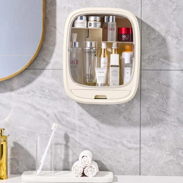 Cajas de almacenamiento estante de pared cosmética baño no perforado para el cuidado de la piel organizador de maquillaje de productos de cuidado de la piel