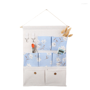 Boîtes de rangement coton lin motif sac suspendu garde-robe murale accrocher pochette chaussette tissu organisateur