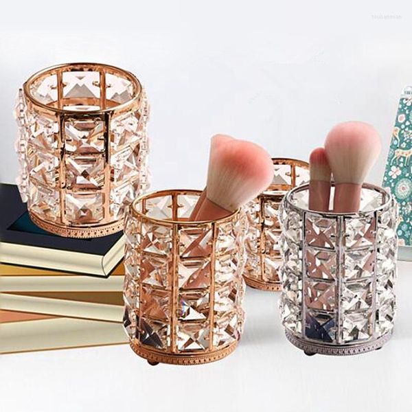 Boîtes de rangement cristal brosse Tube maquillage organisateur ongles outils cosmétique porte-stylo décor à la maison