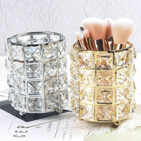 Cajas de almacenamiento Magno de maquillaje Crystal Soporte de pluma Joya Joya de lápiz labial Caja de lápiz Cosmética Organizador Bins