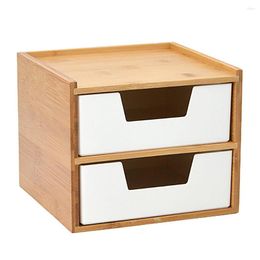 Opbergdozen Desktop Bamboo Chest Scheiden cosmetische lade doos Make -up huidverzorgingsrek voor kantoor woonkamer