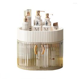 Cajas de almacenamiento Caja de cosméticos de escritorio Luz de lujo Moda extraíble Productos para el cuidado de la piel Estante de tocador a prueba de polvo