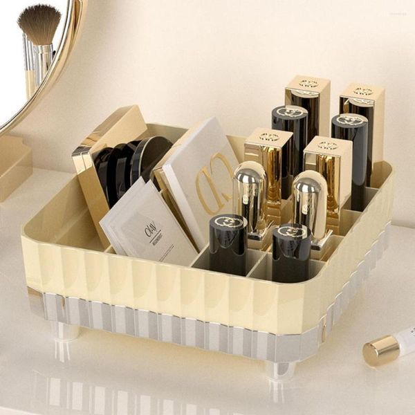 Boîtes de rangement Organisateur de maquillage de bureau 12 Grille Porte-rouge à lèvres Boîte Fard à paupières Palette Soins de la peau Vernis à ongles Cosmétique