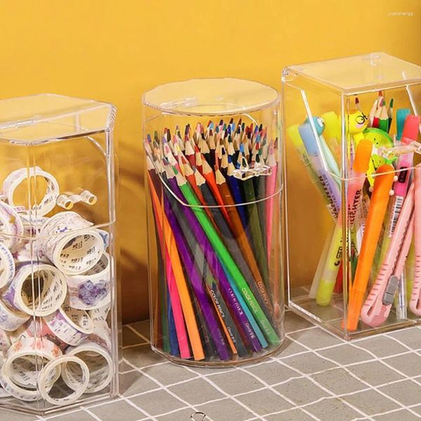 Boîtes de rangement organiseur de bureau, boîte de bureau à domicile, acrylique Transparent multifonction porte-stylo papeterie étanche à la poussière