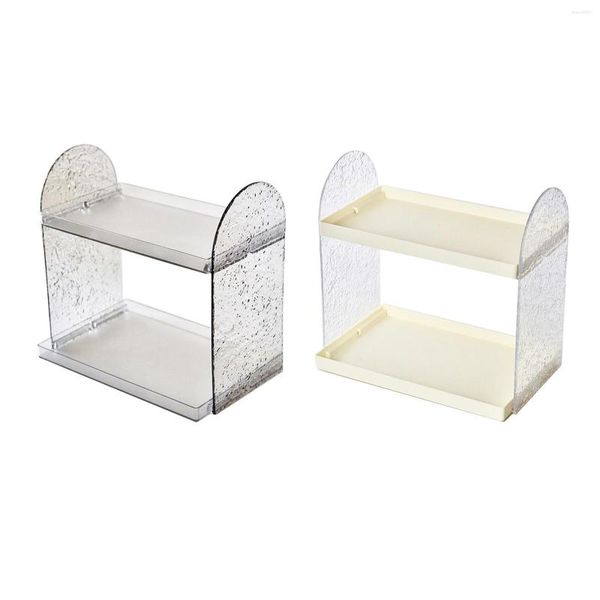 Caixas de armazenamento Organizador de rack de mesa de camada dupla para escritório de quarto de mesa