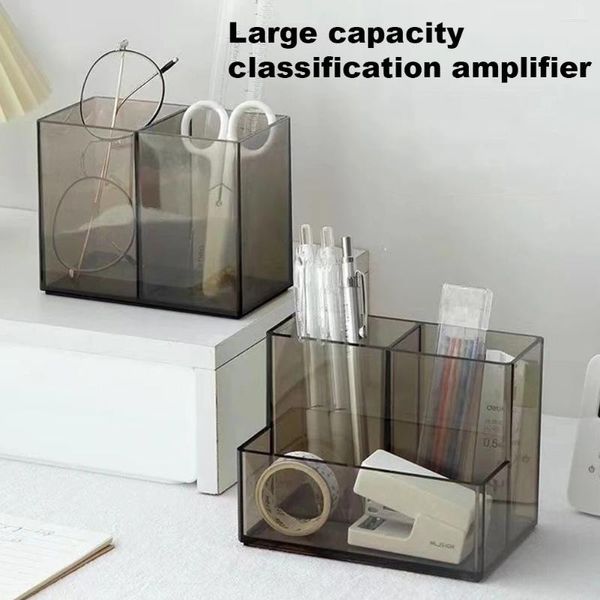 Cajas de almacenamiento, organizador de papelería de escritorio con soporte para notas adhesivas, contenedor acrílico para suministros