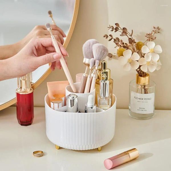 Boîtes de rangement Organisateur divisé Maquillage cosmétique rotatif avec 5 compartiments efficaces pour la salle de bain