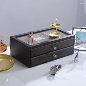 Boîtes De Rangement Diviseur Multicouche Boîte Tiroir De Luxe Noir Bijoux Maison Maquillage Organisateur Clear Room Caja De Almacenamiento Articles Ménagers