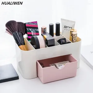 Opbergdozen dubbele laag make -up organisatoren doos plastic cosmetische laden sieraden display bureaublad make -up container boxe organizer