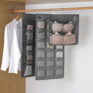 Boîtes de rangement Double face Mesh Armoire Organisateurs suspendus pour sous-vêtements Soutien-gorge Chaussettes Cravate Pliant Placard Vêtements Cintre 2023