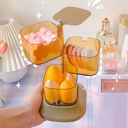 Boîtes de rangement durables pour éponge de maquillage, conteneur incassable multicouches, Surface lisse, support pour tampons en coton Transparent