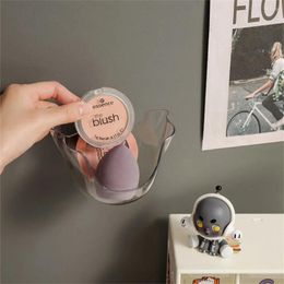 Cajas de almacenamiento Soporte de esponja de maquillaje duradera Costilla de huevo de la pared montado en la pared Puff TPR Portable