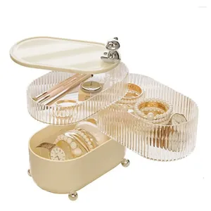 Boîtes de rangement Couvre-Couvre-Couvre-Couvre Claid Clear 3/4 Calques Boîtes de bijoux rotatifs Multi-compartiments de grande capacité