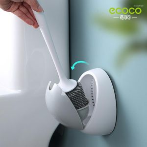 Cajas de almacenamiento ECOCO Escobilla de baño de silicona Accesorios de WC Limpieza drenable Montado en la pared Traje de baño de baño creativo para el hogar