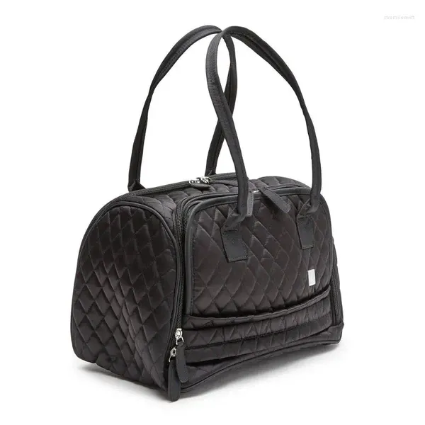 Cajas de almacenamiento Elegant Classic Black Vegan Leather Bag Bag