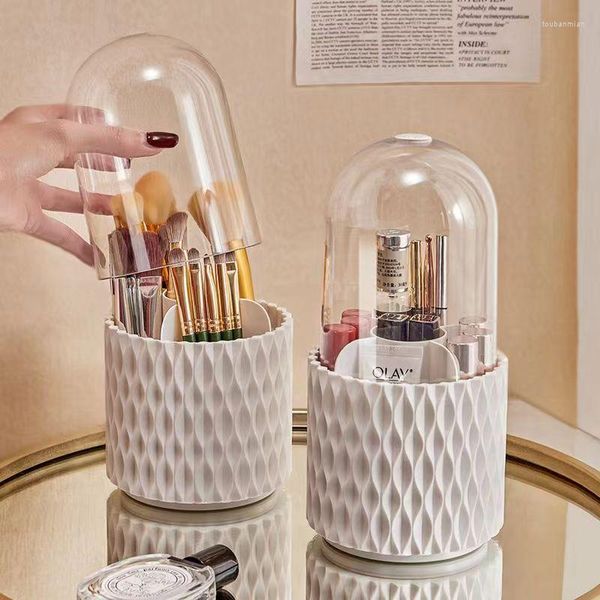 Boîtes de rangement F2 360 rotation avec couvercle boîte cosmétique de bureau grande capacité brosse de maquillage transparente porte-stylo poussière acrylique