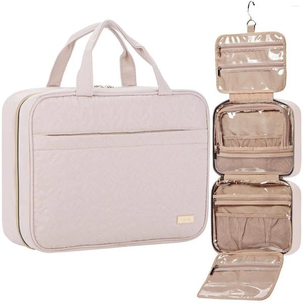 Cajas de almacenamiento Fashion Bolsas cosméticas de gran capacidad para mujeres Cinturón de viaje Gancho impermeable Bolsos de tocador colgando