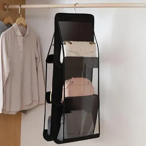 Boîtes de rangement, sac suspendu pliable, sac à main, organisateur Transparent Double face avec 6/8 poches pour sacs à main