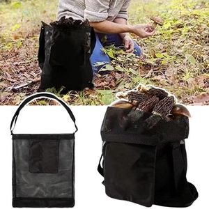 Boîtes de rangement Sac à champignons pliable avec sangle réglable Pochette externe pour la collecte de fruits en plein air