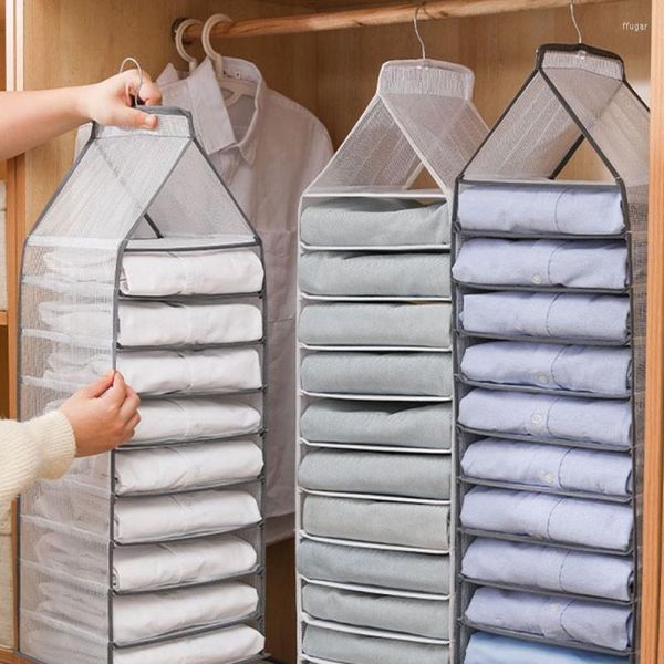 Boîtes de rangement pour pantalons jeans sous-vêtements grande capacité garde-robe organisateur chambre à coucher vêtements suspendus sac multicouches