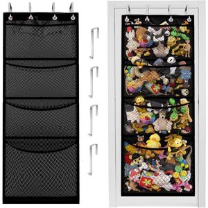 Boîtes de rangement pour animaux en peluche au-dessus de la porte Organisateur Stuffies Jouet en peluche avec poches suspendues respirantes Grand sac