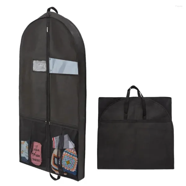 Boîtes de rangement, sac à vêtements avec fenêtre en Pvc, sacs de voyage, poches, combinaison robuste anti-poussière pour les voyages de vêtements