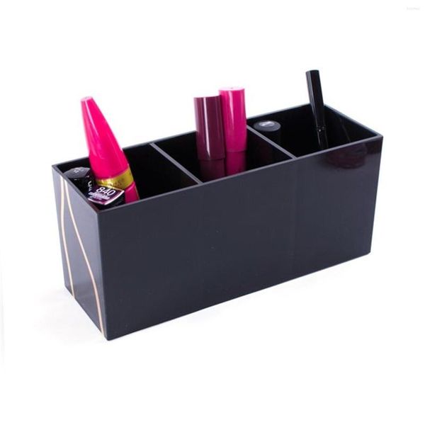 Cajas de almacenamiento Gilts Black Acrylic Makeup Brush Organizer Box Cosmetics Desktop Eyebrow Pencil Holder Bucket Display Rack