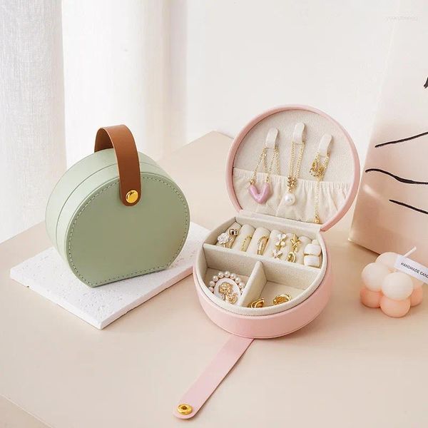 Cajas de almacenamiento Mini Panel dividido para niña, caja bonita de viaje de cuero portátil, collar, anillo, joyería para el hogar, bolsa de mano, equipaje