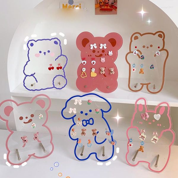 Boîtes de rangement filles cadeau intéressant ours mignon acrylique boucles d'oreilles organisateur Eardrop support oreille goujons support bijoux boucle d'oreille présentoir