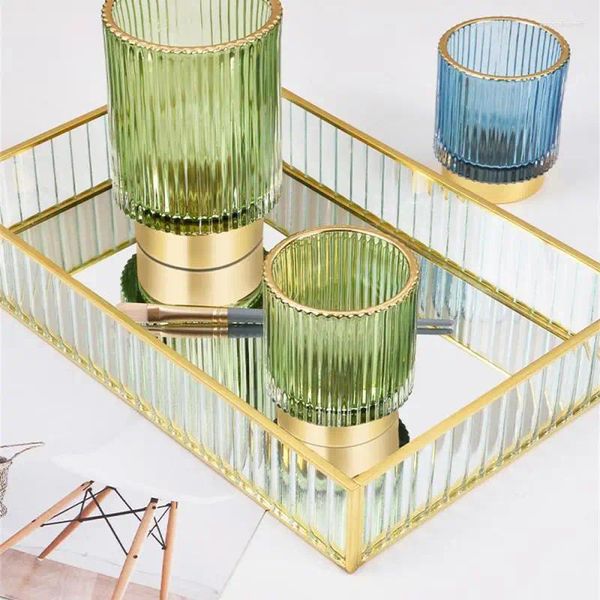 Boîtes de rangement Gold Glass Bodet Rich Texture Phnom Penh Stripe Stripe Styl Hotniten Topten Cosmetic Boîte