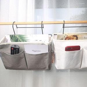 Cajas de almacenamiento para colgar bolsas, cesta multifuncional, organizador de cama con ganchos de Metal, dormitorio doble
