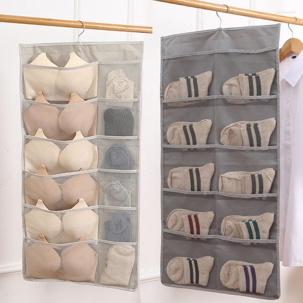 Cajas de almacenamiento, bolsa colgante, rejilla de pared, armario Oxford, organizador transparente para calcetines, corbatas, barra, puerta, bragas y ropa interior, ahorro de espacio