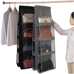 Storage Boxes Hanging Handbag Organizer Non-woven Holder PVC Purse Closet 8 Pocket