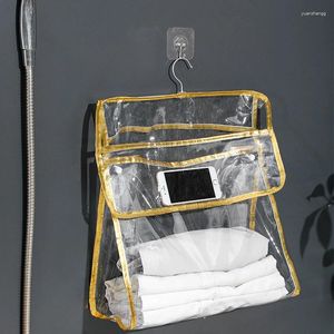 Boîtes de rangement organisateurs suspendus sac de douche en Pvc accessoires de salle de bain gain de place sacs de rangement de vêtements transparents dressings