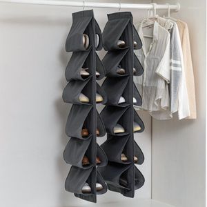 Boîtes de rangement Organisateur de poche suspendu pour chaussures Sac en trois dimensions Chaussures Garde-robe dans le placard