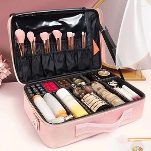 Boîtes de rangement Trousse de maquillage de haute qualité Marque Voyage Sac cosmétique pour femme Portable Beauticia Femme Maquillage Boîte Nail Tool Valises