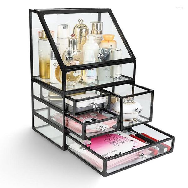 Cajas de almacenamiento Caja de maquillaje transparente High Water Water Water Water Care Products Rack Jewelry Lipstick Accedente Soporte de cepillo