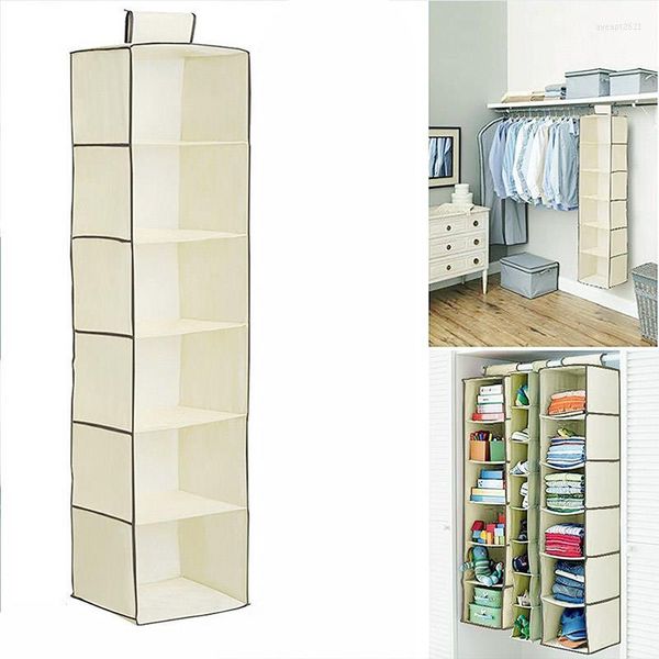 Boîtes de rangement Fournitures ménagères Armoires peu encombrantes Armoire suspendue Étagères pliantes multicouches Chaussures Maison Portable 4/6 Section Room