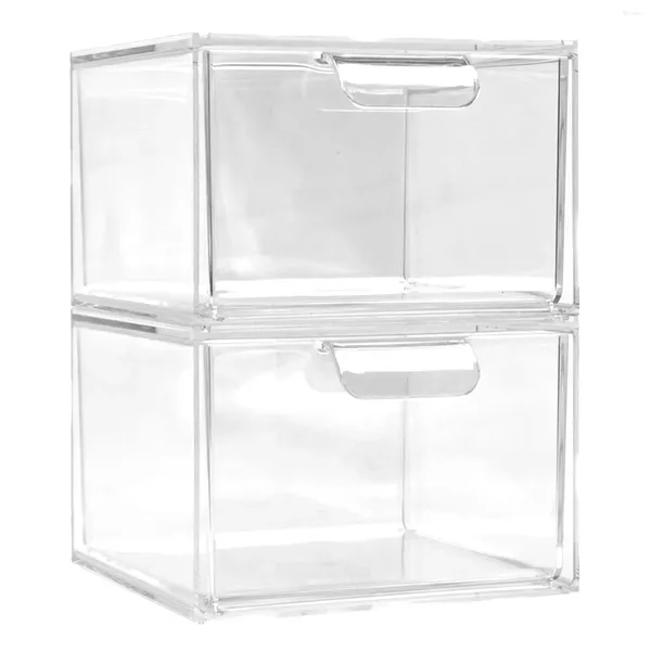 Boîtes de rangement ménage avec tiroirs en plastique transparent bijoux maquillage organisateur gain de place étanche multifonctionnel empilable lisse vanité