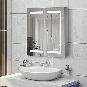 Boîtes de rangement armoire à miroir LED illuminé en acier inoxydable salle de bain mural étagère réglable étagères étagères anti-trogue