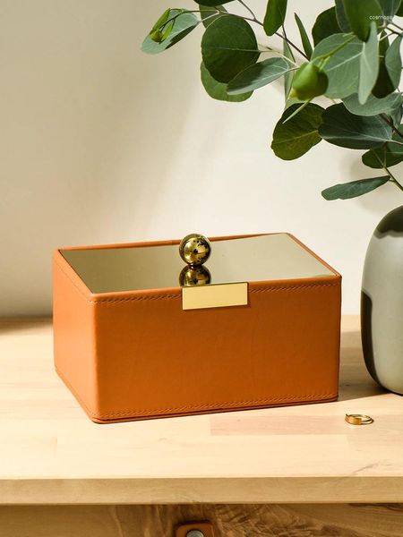 Boîtes de rangement Ins Nordic Luxury ACCESSOIRES DE SALLE DE LUXE MAQUEUP COSMETIQUE Organisateur de lèvres Porte-lèvres Coton Pad Container bijoux