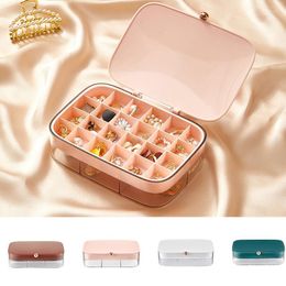 Boîtes de rangement Boîte à bijoux Petit étui de voyage portable Mini organisateur Bijoux pour femmes H88F