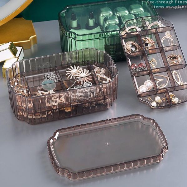 Boîtes de rangement boîte à bijoux avec plateau amovible collier Bracelet présentoir bureau Portable petit organisateur boucle d'oreille anneau