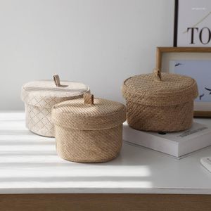 Opslagboxen Jute Basket Desktopsleutels Diversen Naald- en draadtas Cosmetica Organisatie met Cover Case