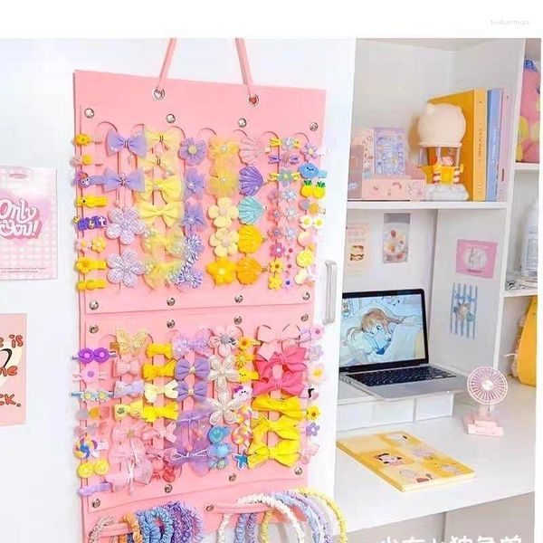 Boîtes de rangement Kawaii cheveux accessoire organisateur tenture murale enfants bandes Clips tête corde boîte à bijoux présentoir organisateurs