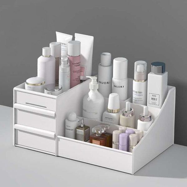 Cajas de almacenamiento de gran capacidad, organizador de cajón de maquillaje cosmético, joyería, esmalte de uñas, contenedor de maquillaje, caja de artículos diversos de escritorio, contenedores