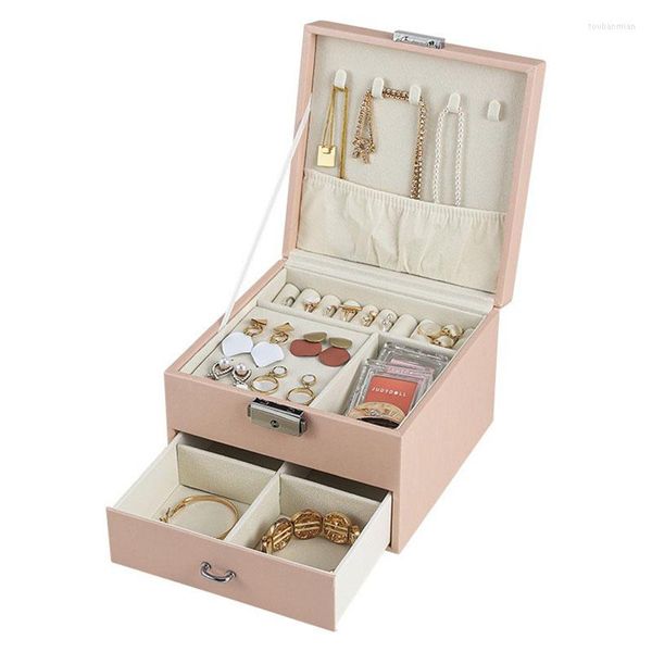 Cajas de almacenamiento de gran capacidad, expositor de joyas, pulseras, caja con cerradura, pendientes, collar, organizador de anillos de cosméticos